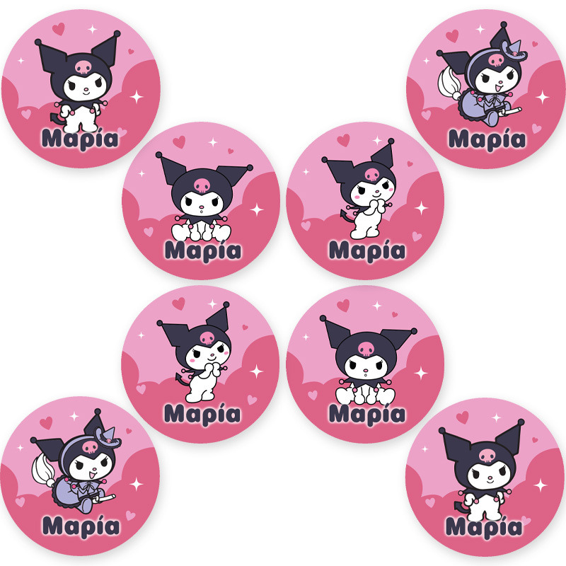 Στρογγυλά αυτοκόλλητα Kuromi / 8 τμχ