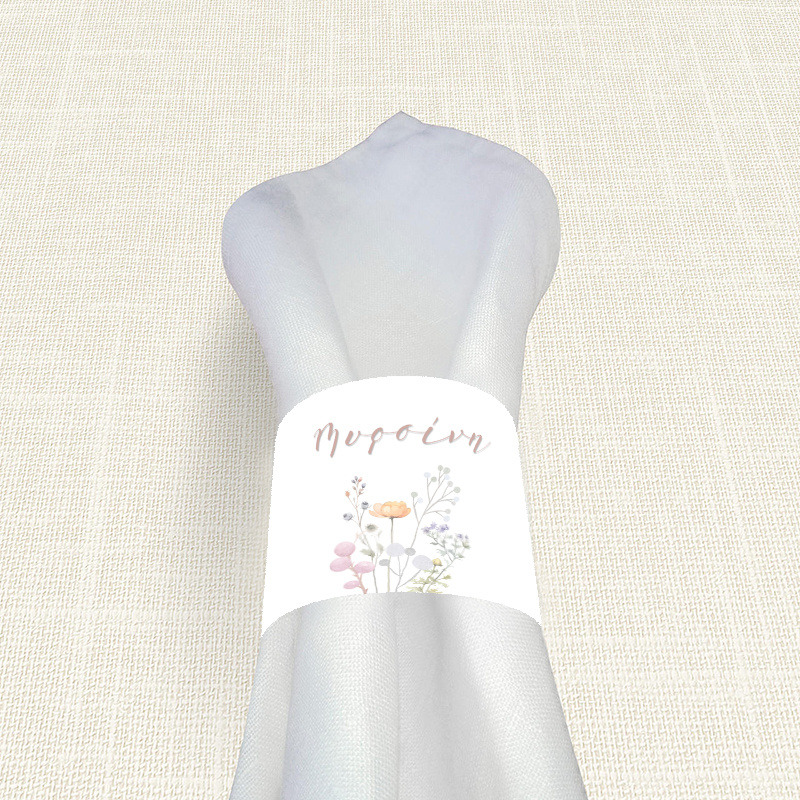 Δαχτυλίδι πετσέτας χάρτινο με όνομα Floral Pastel