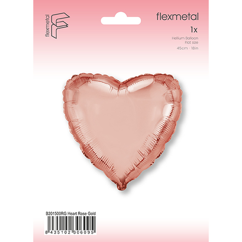Μπαλόνι Φοιλ 18 Καρδιά - Ροζ Χρυσό / 46 εκ - Συσκευασμένο
