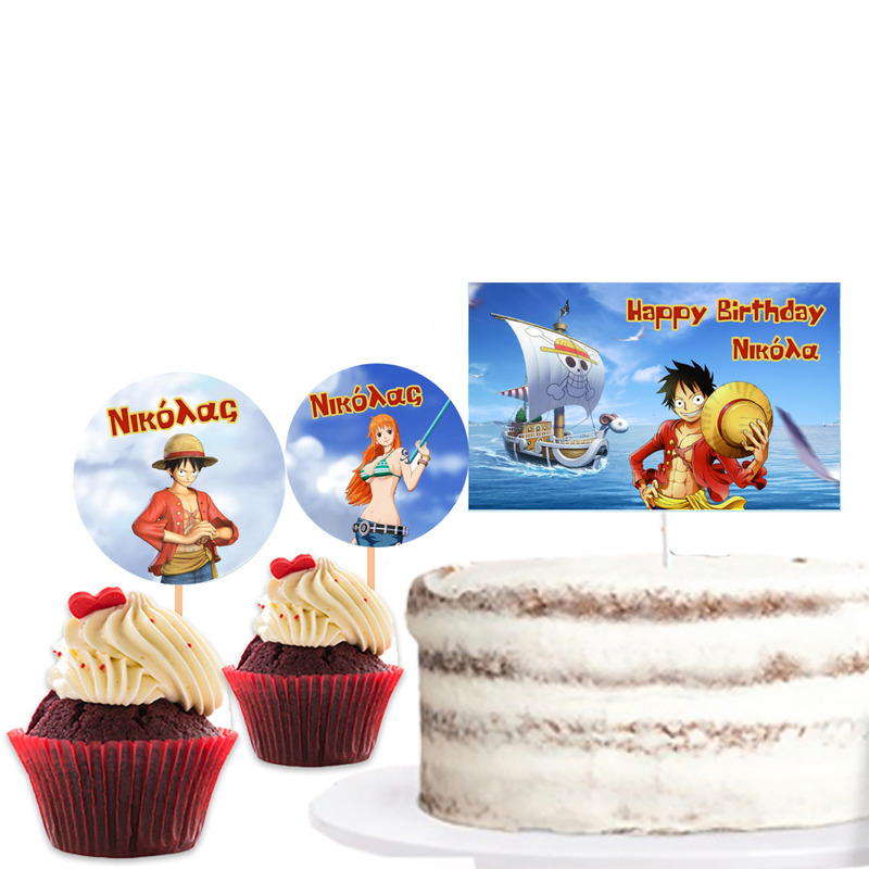 Διακόσμηση τούρτας One Piece & cupcake toppers