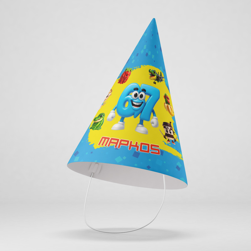 Καπελάκια πάρτυ με όνομα 67 & Brainrot / 8τμχ