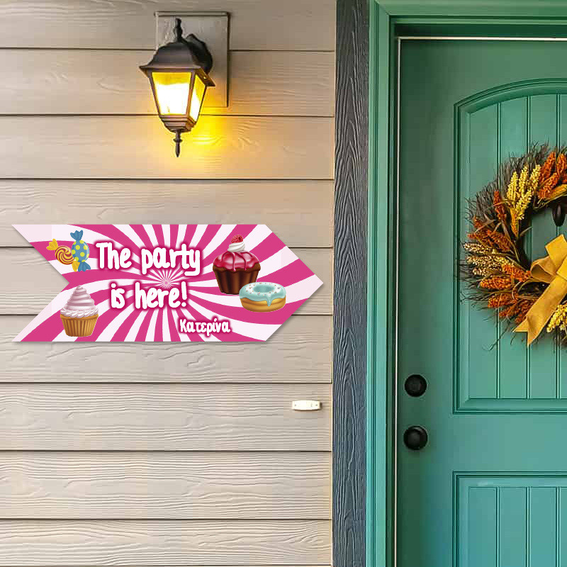 Ξύλινη Πινακίδα Sweet Shop με όνομα βελάκι/40cm*15cm