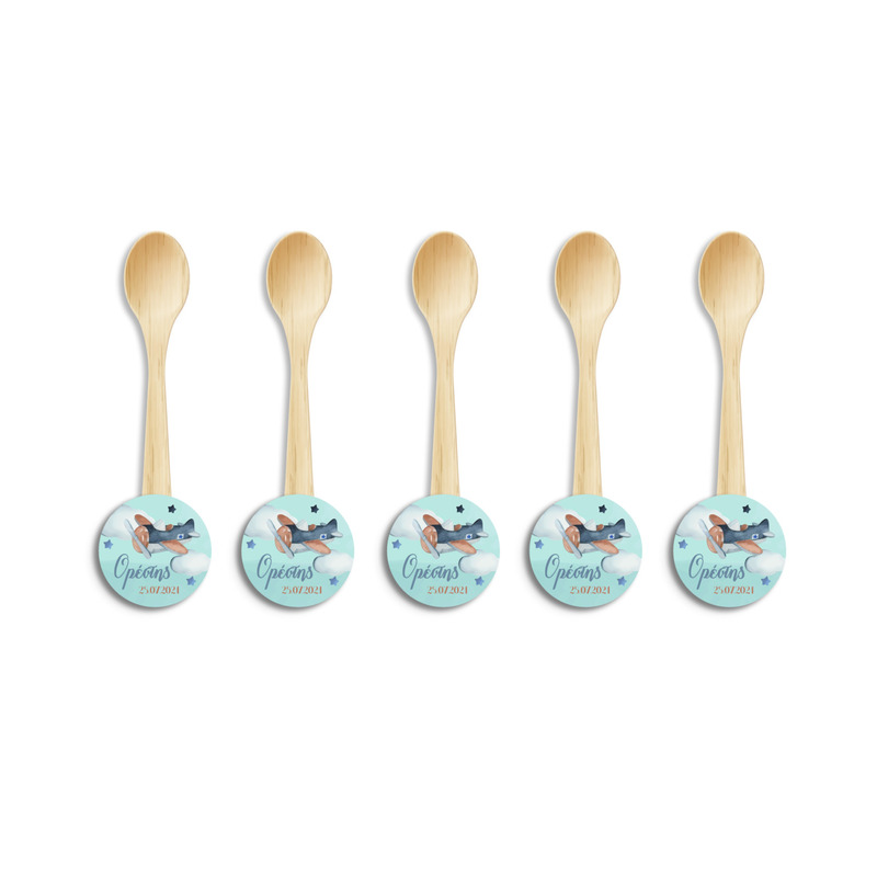 Ξύλινα Κουταλάκια με όνομα Αεροπλάνο Vintage / 8τμχ