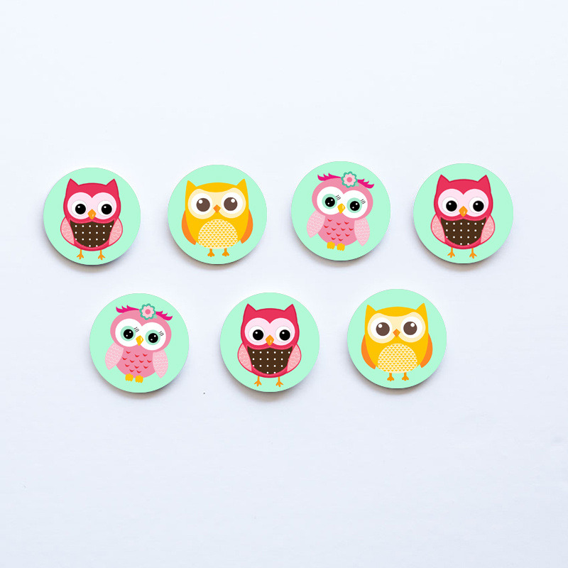 Ξύλινες Κονκάρδες Κουκουβάγιες / 8τμχ