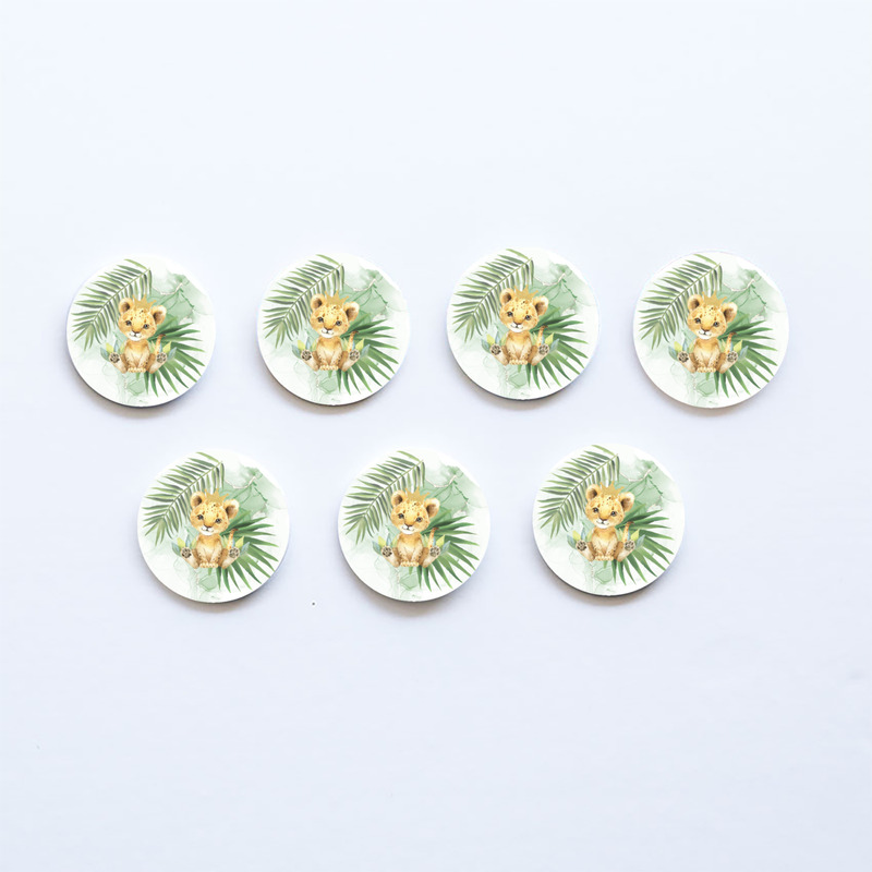 Ξύλινες Κονκάρδες Τιγράκι με Κορώνα / 8τμχ