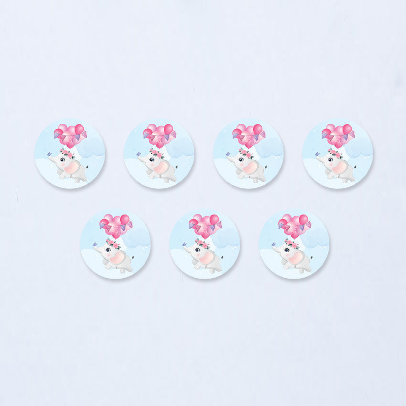 Ξύλινες Κονκάρδες Ελεφαντάκι για Κορίτσι / 8τμχ