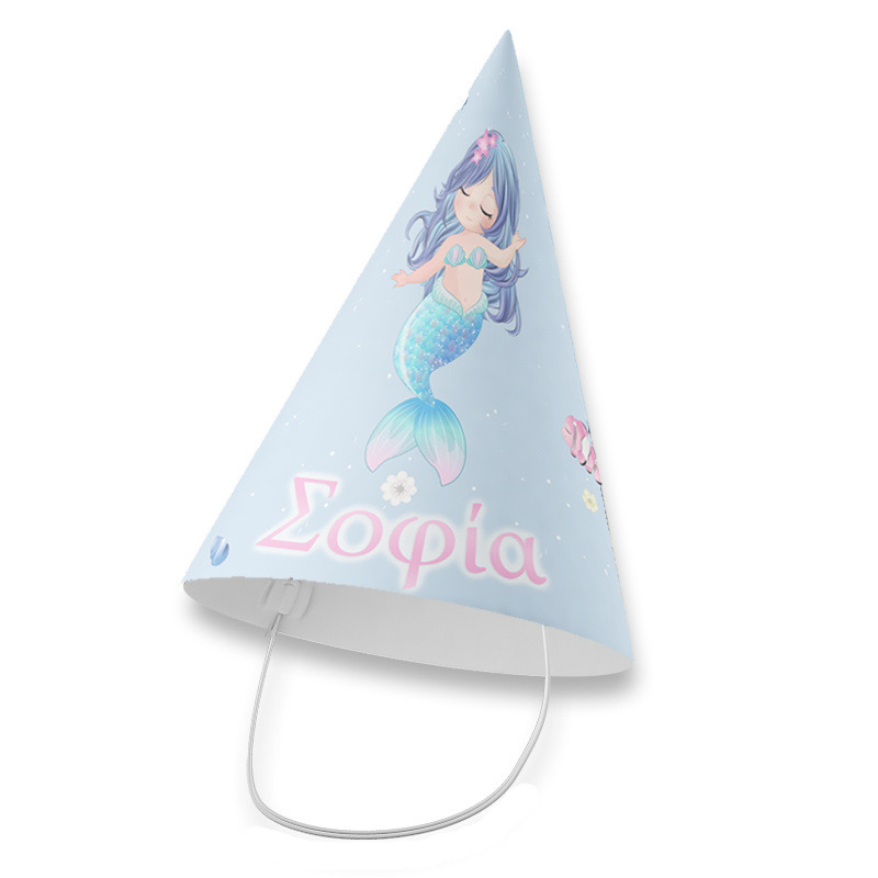 Καπελάκια πάρτυ με όνομα Γοργόνα/8τμχ