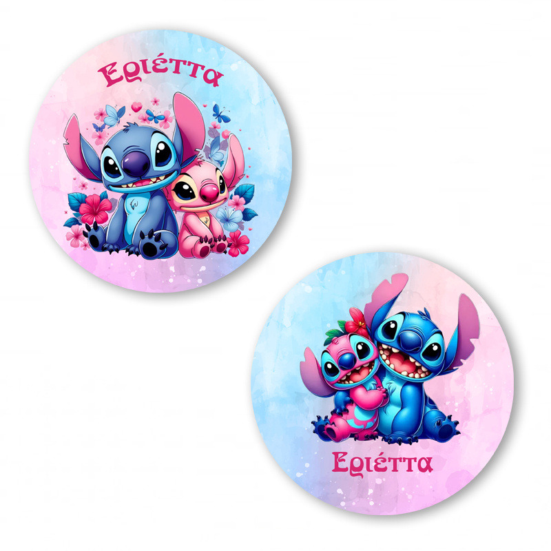 Αυτοκόλλητα με όνομα Stitch & Angel / 2τμχ