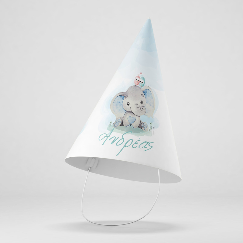 Καπελάκια πάρτυ με όνομα Ελεφαντάκι / 8τμχ
