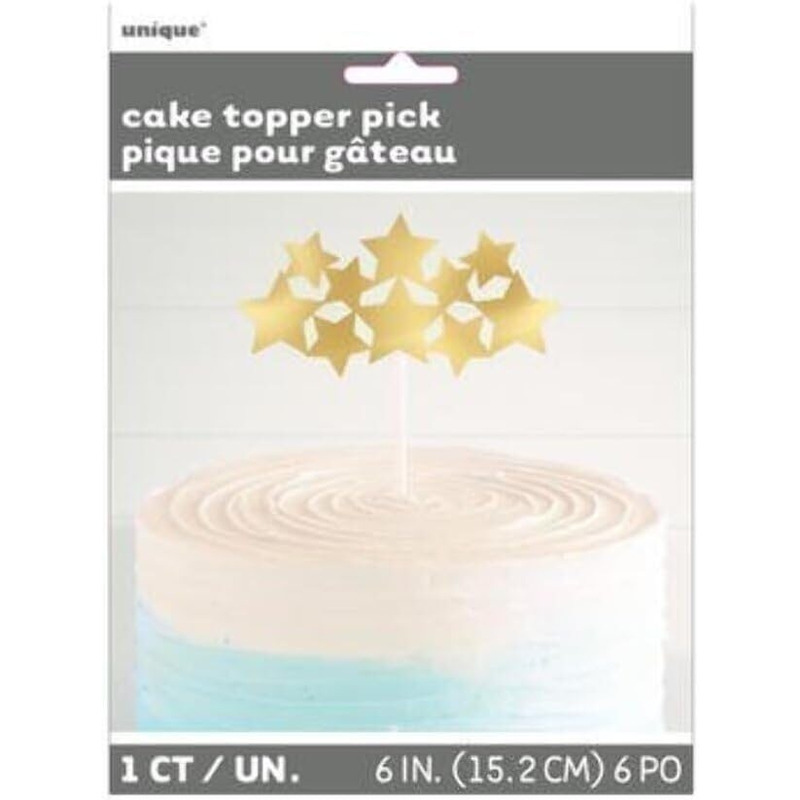 Διακόσμηση Τούρτας Χρυσά Αστέρια / Gold Foil Stars Cake Topper 15 x 12 εκ