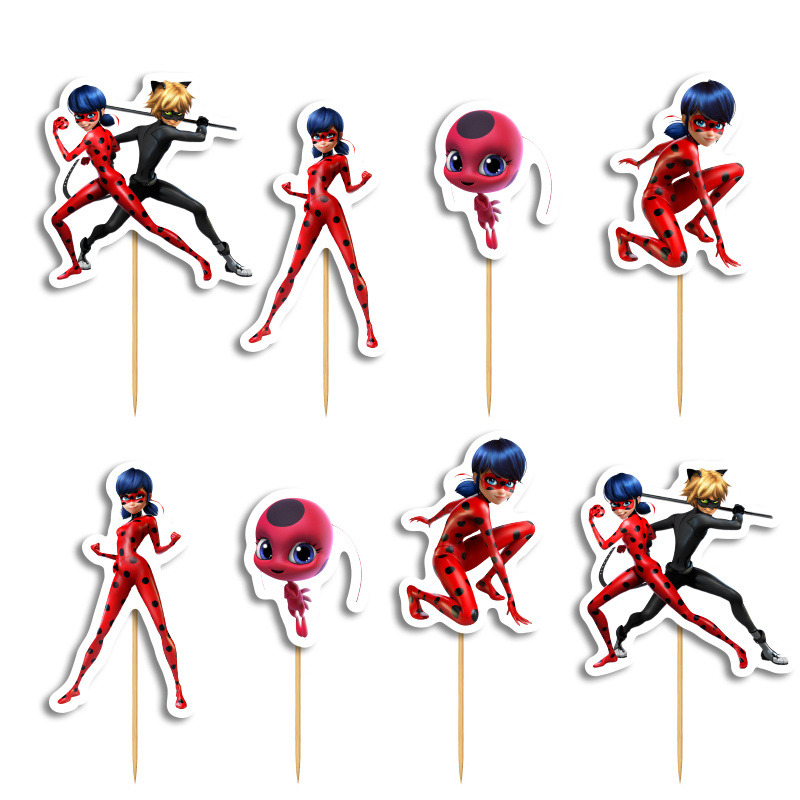 Cupcake toppers Miraculous LadyBug 10cm / 8τμχ