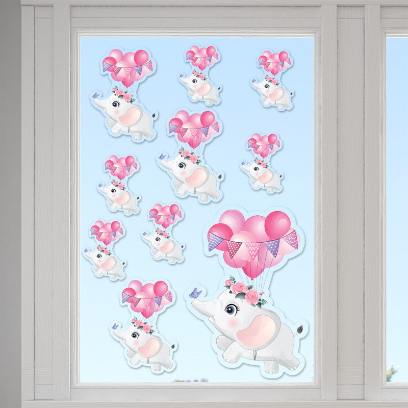 Αυτοκόλλητα τζαμιού Ελεφαντάκι για Κορίτσι /10 τμχ