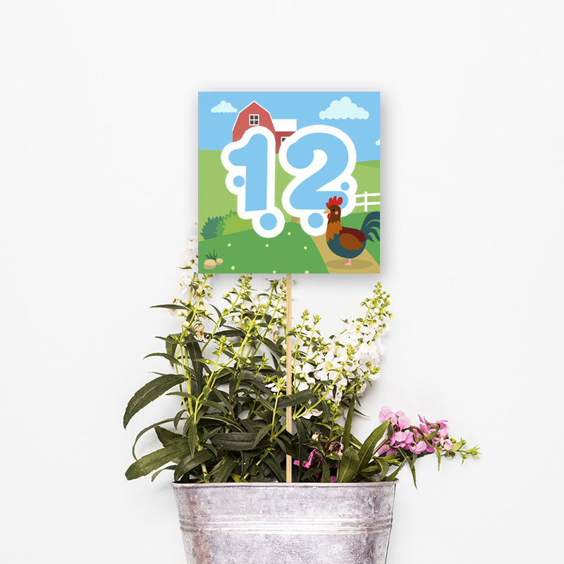 Αρίθμηση τραπεζιού Ζωάκια Φάρμας τετράγωνο