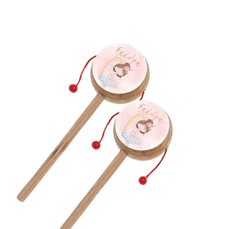 Ξύλινο Τυμπανάκι με όνομα Μπαλαρίνα Pastel