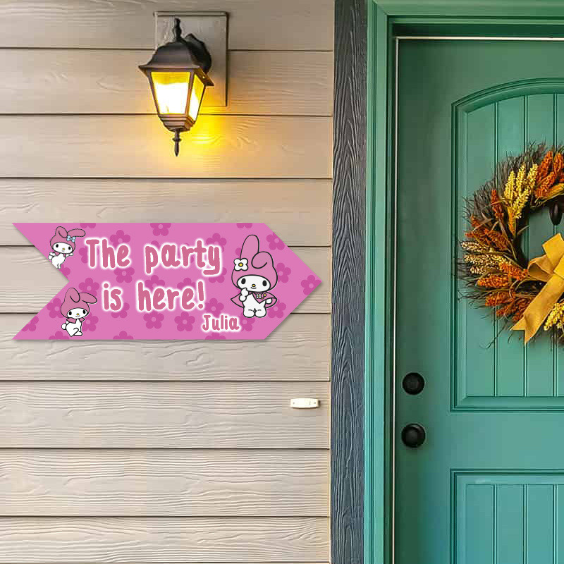 Ξύλινη Πινακίδα My Melody με όνομα βελάκι/40cm*15cm