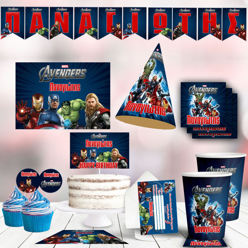 Σετ πάρτυ με όνομα Avengers XL / 8 ατόμων