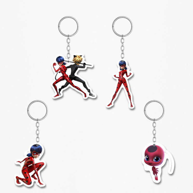 Ξύλινα Μπρελόκ Miraculous LadyBug 5cm/ 4τμχ