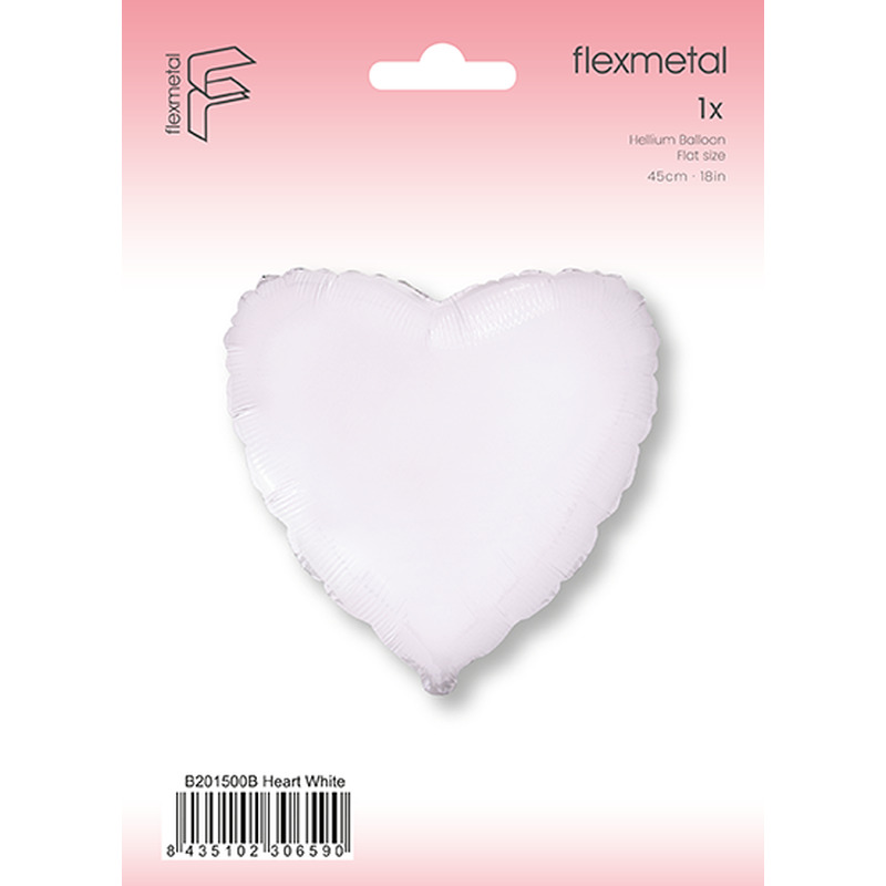 Μπαλόνι Φοιλ 18 Καρδιά - Λευκό / 46 εκ - Συσκευασμένο