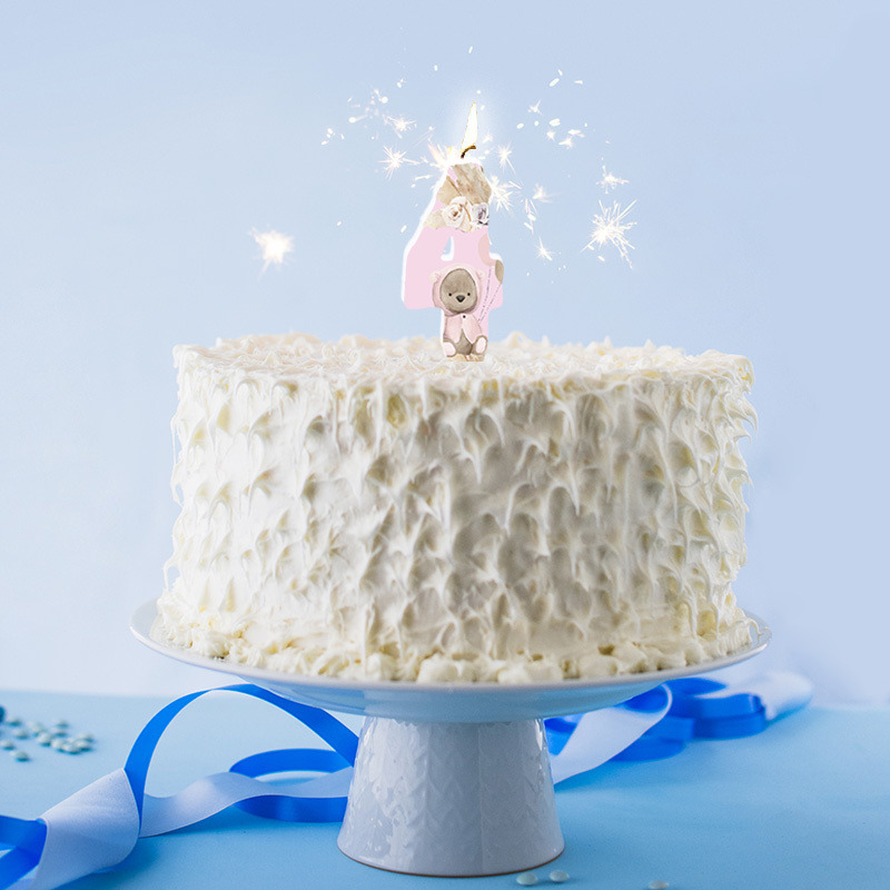 Κερί Νούμερο 4 Αρκουδάκι για Κορίτσι