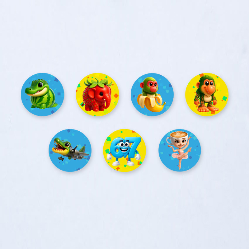 Ξύλινες Κονκάρδες 67 & Brainrot / 8τμχ