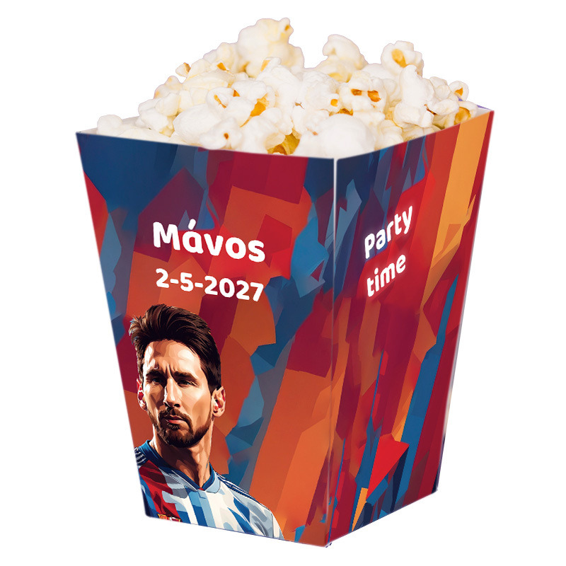 Κουτί Pop Corn με όνομα Messi 15cmx9cmx9cm
