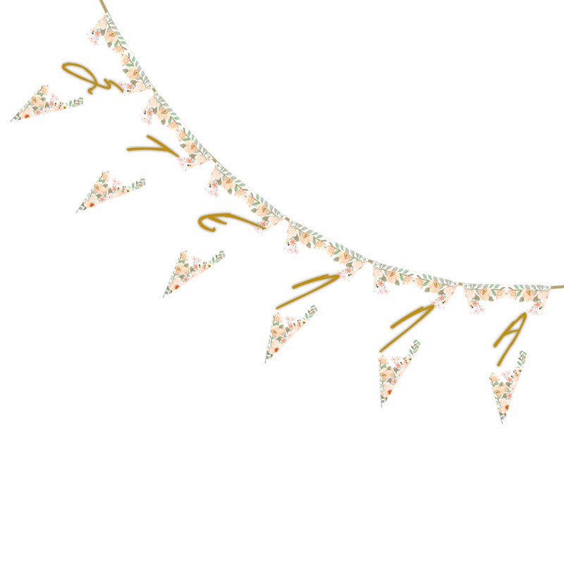 Σημαιάκια με όνομα Boho Birthday τρίγωνα