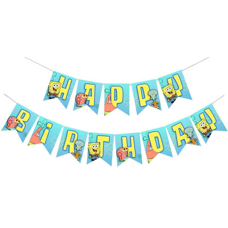 Γιρλάντα Γράμματα Μπομπ Σφουγγαράκης Happy Birthday