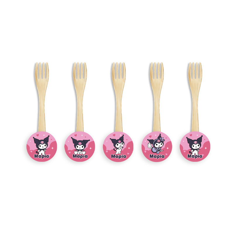 Ξύλινα Πιρουνάκια με όνομα Kuromi / 8τμχ