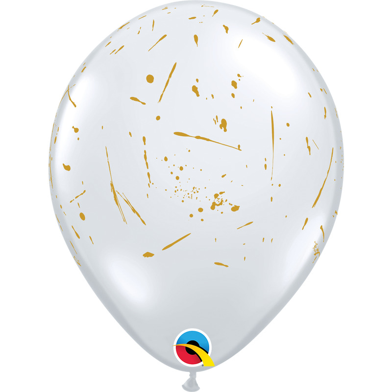 Μπαλόνια Λάτεξ Διάφανο 11 Paint Splatters Χρυσό / 25 τεμ