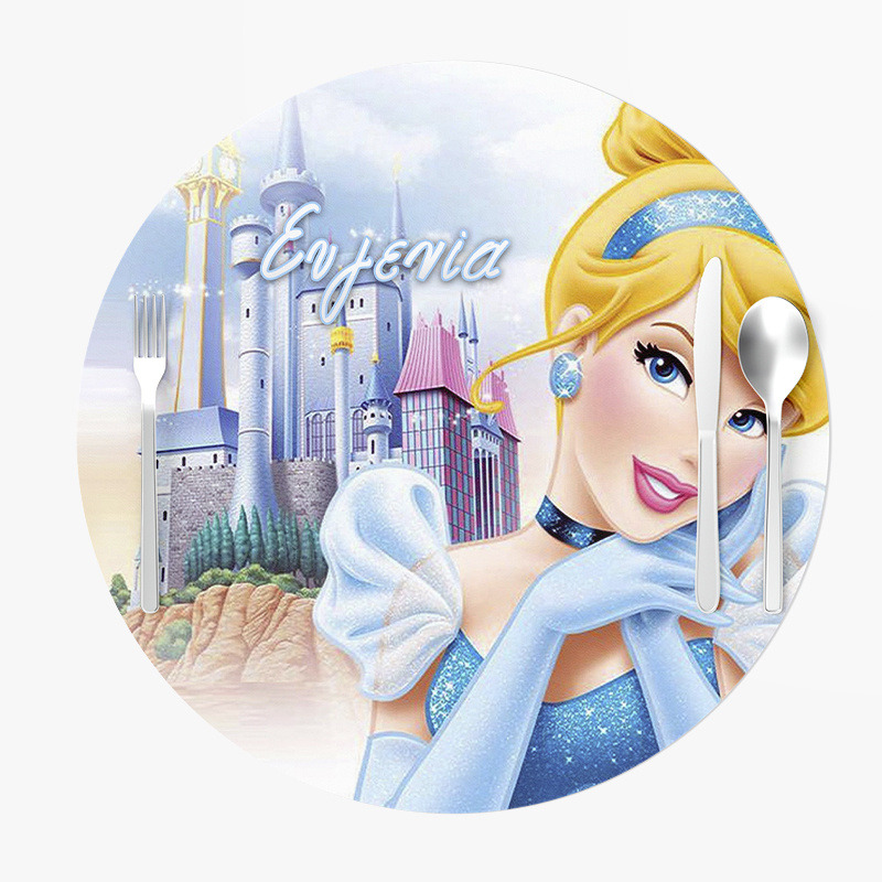 Σουπλά Χάρτινα στρογγυλά με όνομα Σταχτοπούτα 27cm