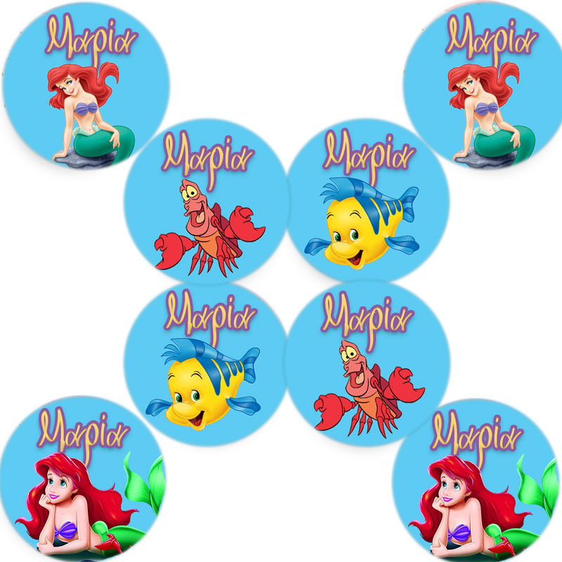 Στρογγυλά αυτοκόλλητα Ariel / 8 τμχ