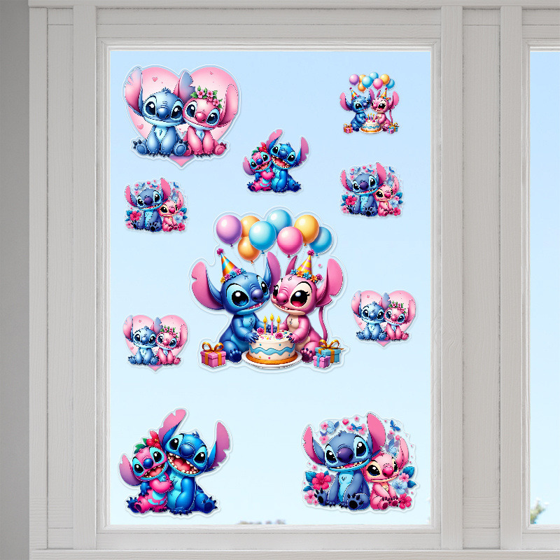 Αυτοκόλλητα τζαμιού Stitch & Angel /10 τμχ