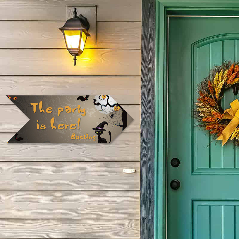 Ξύλινη Πινακίδα Halloween Κολοκύθες με όνομα βελάκι/40cm*15cm