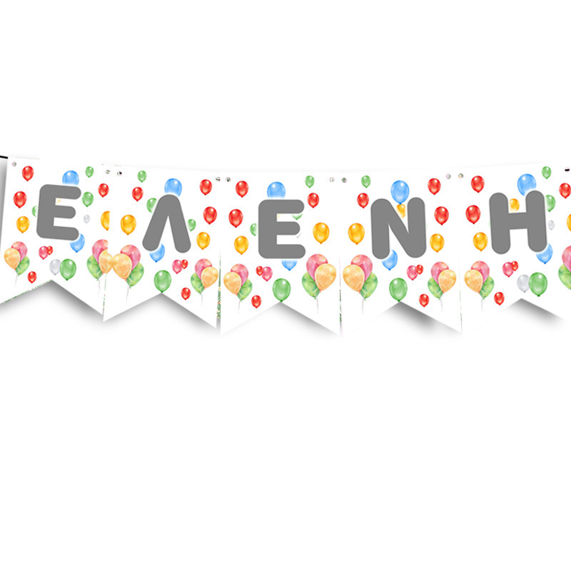 Σημαιάκια με όνομα Happy Birthday Pastel