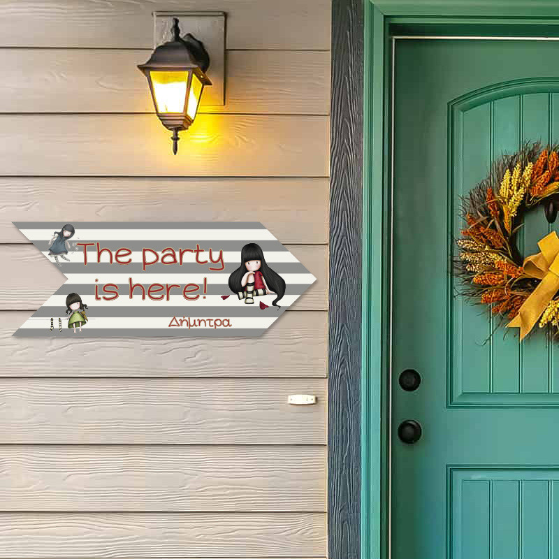 Ξύλινη Πινακίδα Santoro με όνομα βελάκι/40cm*15cm