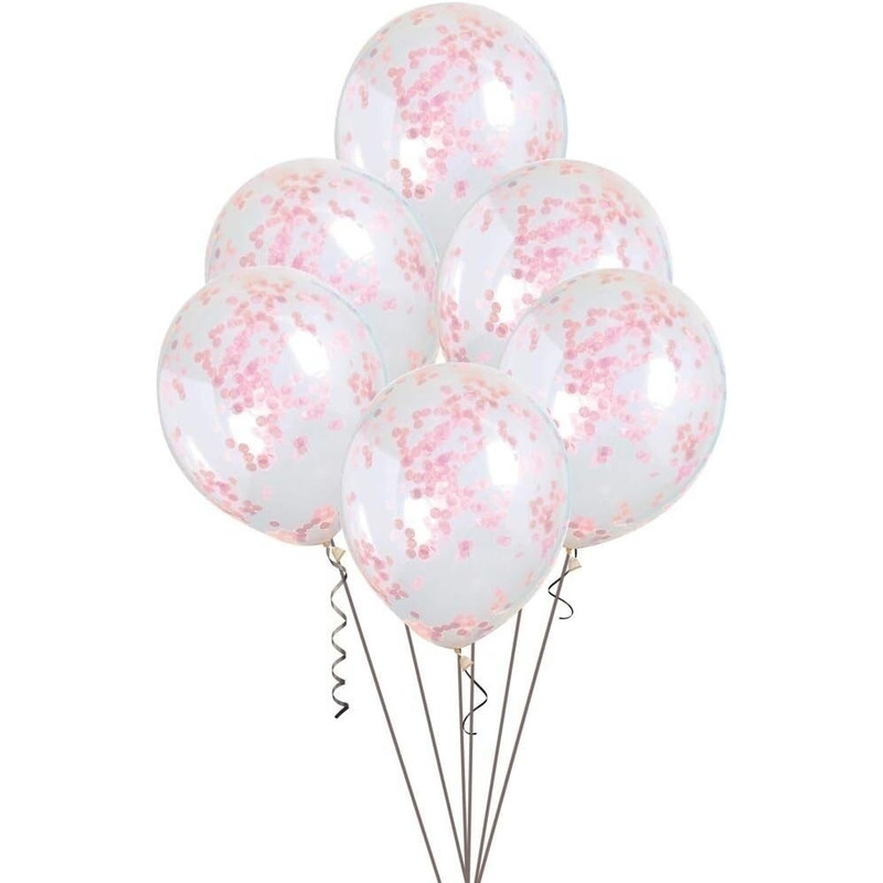 Μπαλόνια Διάφανα 12 με Ροζ Κομφετί / 6 τεμ