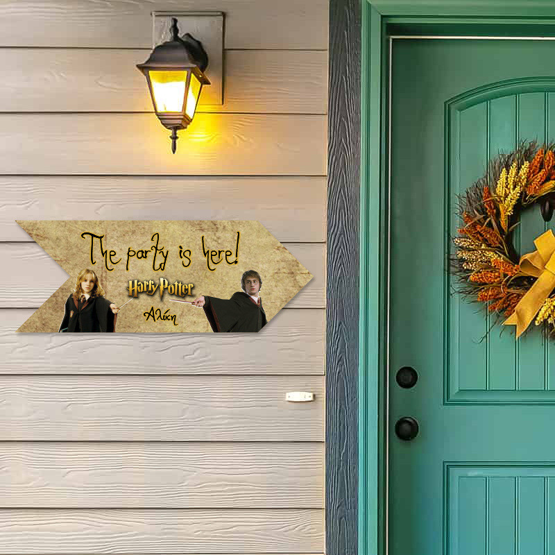 Ξύλινη Πινακίδα Harry Potter με όνομα βελάκι/40cm*15cm
