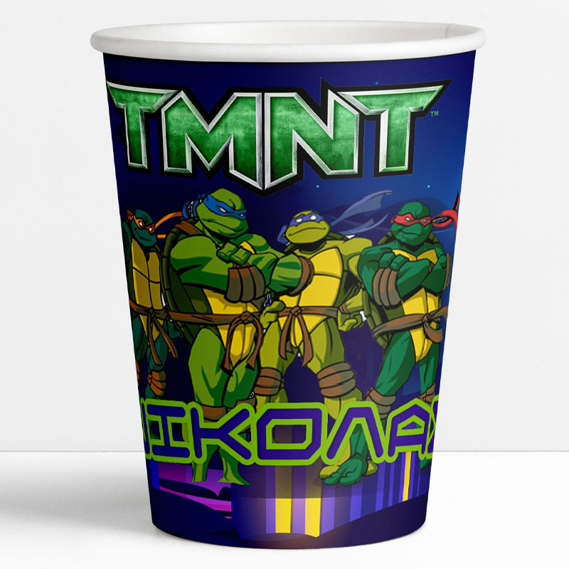 Ποτηράκια χάρτινα με όνομα Χελωνονιντζάκια /8τμχ