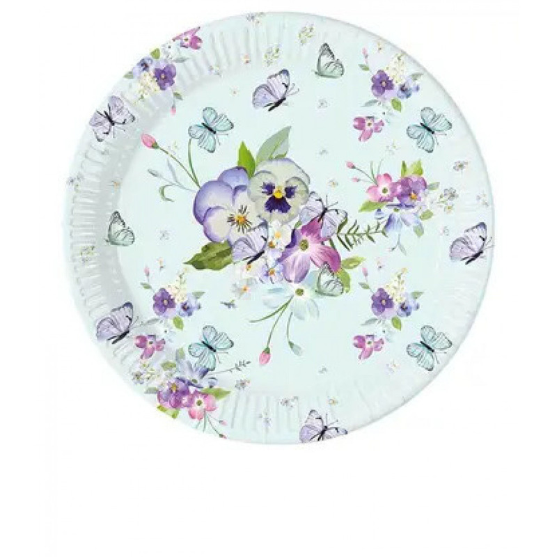 Χάρτινα πιάτα φαγητού Πεταλούδα 23εκ / 8τμχ