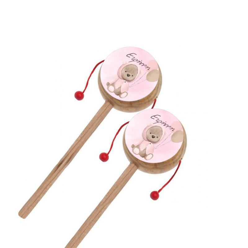 Ξύλινο Τυμπανάκι με όνομα Αρκουδάκι για Κορίτσι