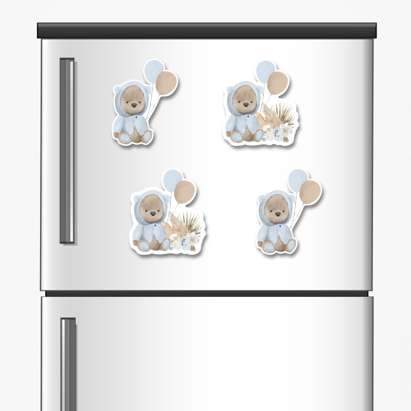 Ξύλινα μαγνητάκια Αρκουδάκι για Αγόρι 5cm/ 4τμχ