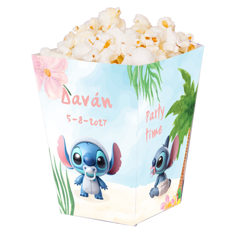 Κουτί Pop Corn με όνομα Baby Stitch 15cmx9cmx9cm