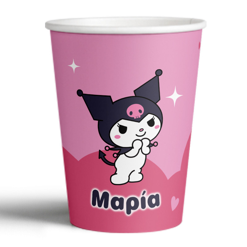Ποτηράκια χάρτινα με όνομα Kuromi 250ml/8τμχ