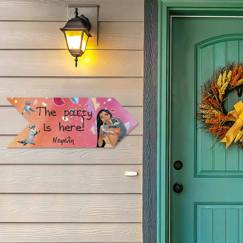 Ξύλινη Πινακίδα Pocachontas με όνομα βελάκι/40cm*15cm