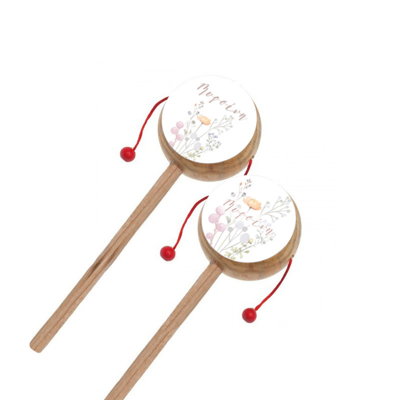 Ξύλινο Τυμπανάκι με όνομα Floral Pastel