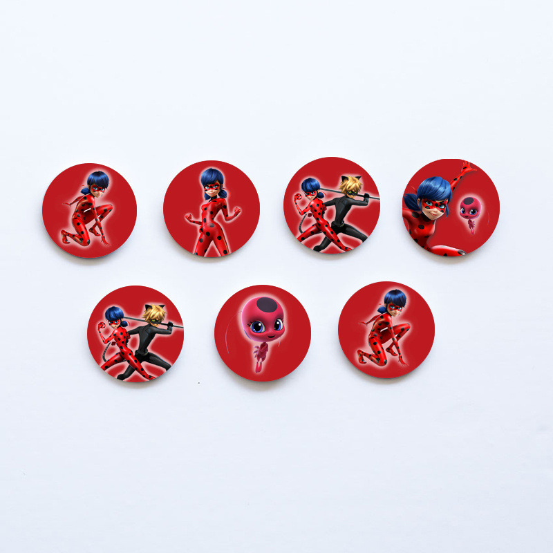 Ξύλινες Κονκάρδες Miraculous LadyBug / 8τμχ