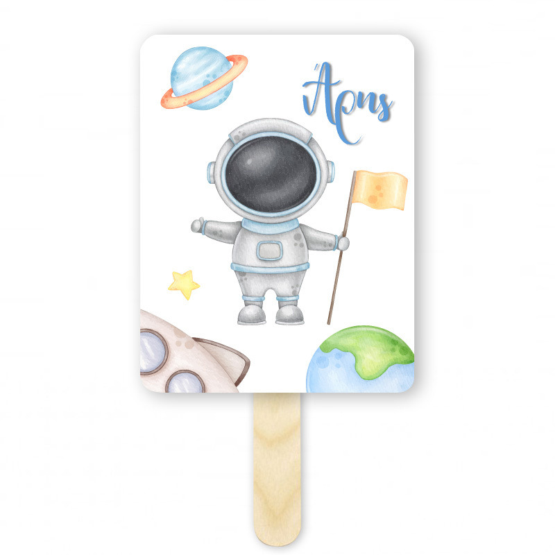 Βεντάλια Χάρτινη με όνομα Αστροναύτης ορθογώνια