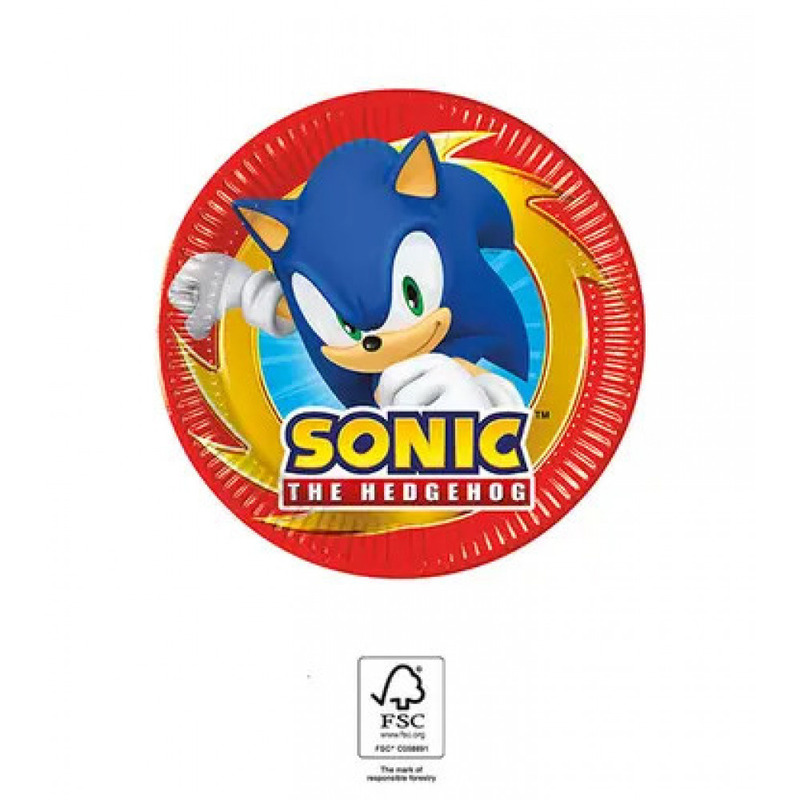 Χάρτινα πιάτα γλυκού Sonic the Hedgehog 20cm / 8τμχ