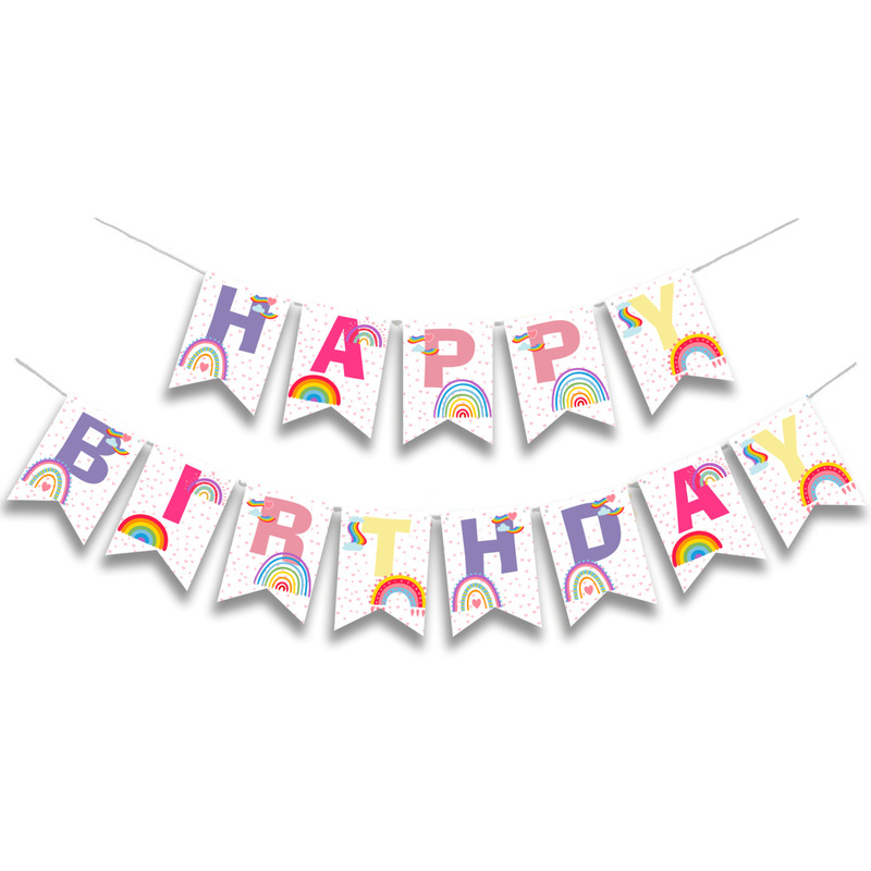 Γιρλάντα Γράμματα Retro Rainbow Happy Birthday