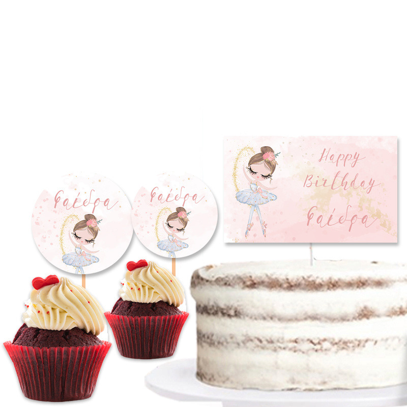 Διακόσμηση τούρτας Μπαλαρίνα Pastel & cupcake toppers